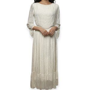 NWOT LARA GUIDOTTI Ivory Maxi Dress S Itlay Made Silk Blend Lined Boho Ramantic